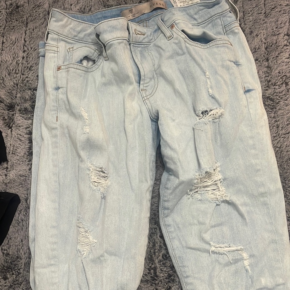 Ripped straight leg jeans